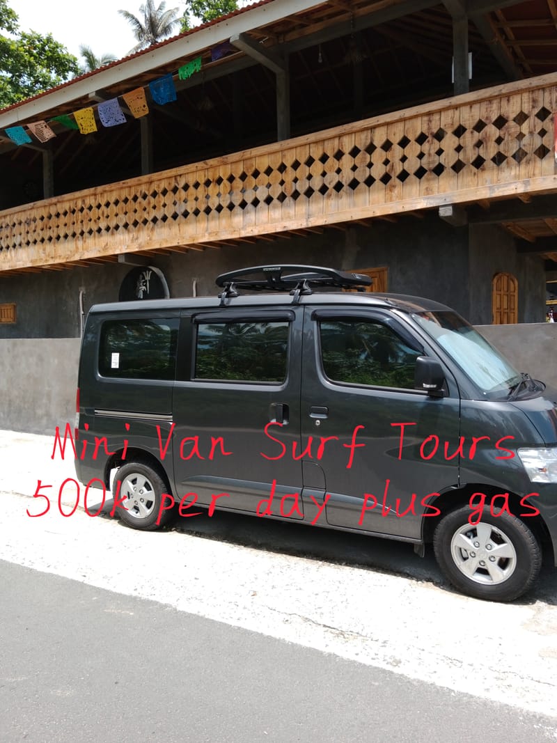 Mini van surf tours 500k(33$usd)per day