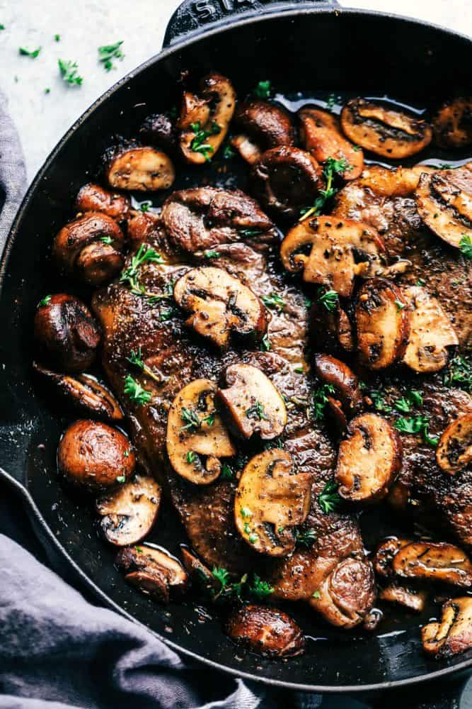 Garlic Butter Herb Steak and Mushrooms