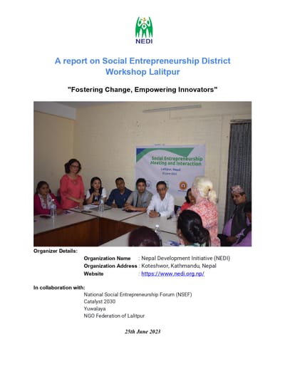 NEDI Report on Social Entrepreneurship District Workshop Lalitpur