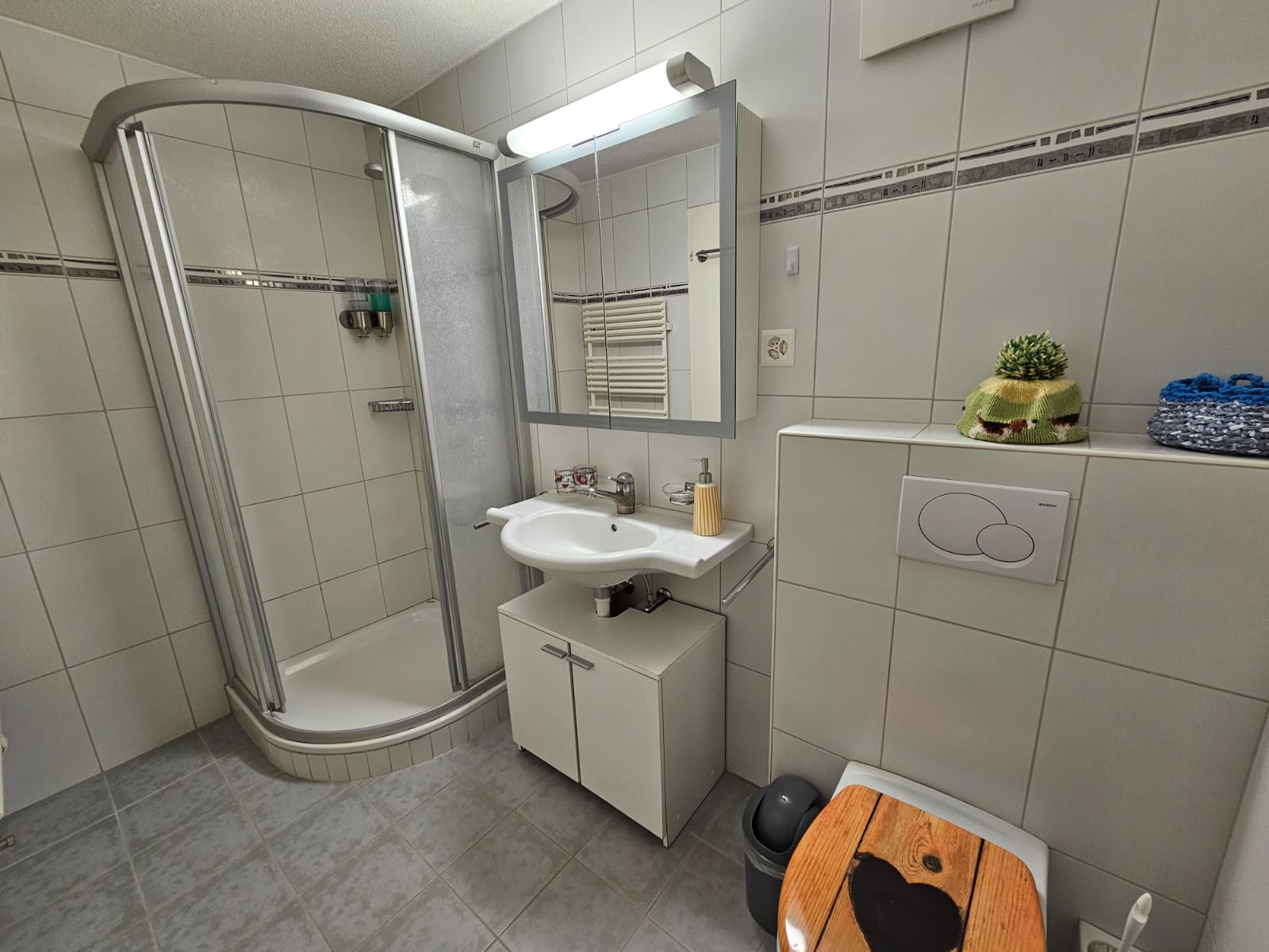 WC, douche avec distributeur de gle douche et shampoing