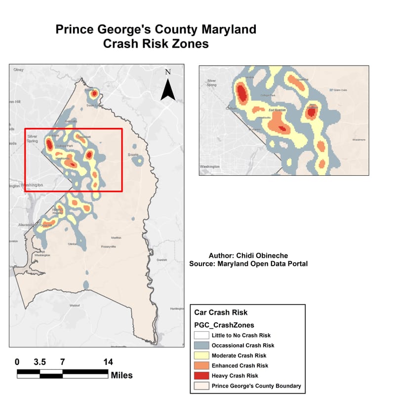 Car Crash Risk Areas in Maryland