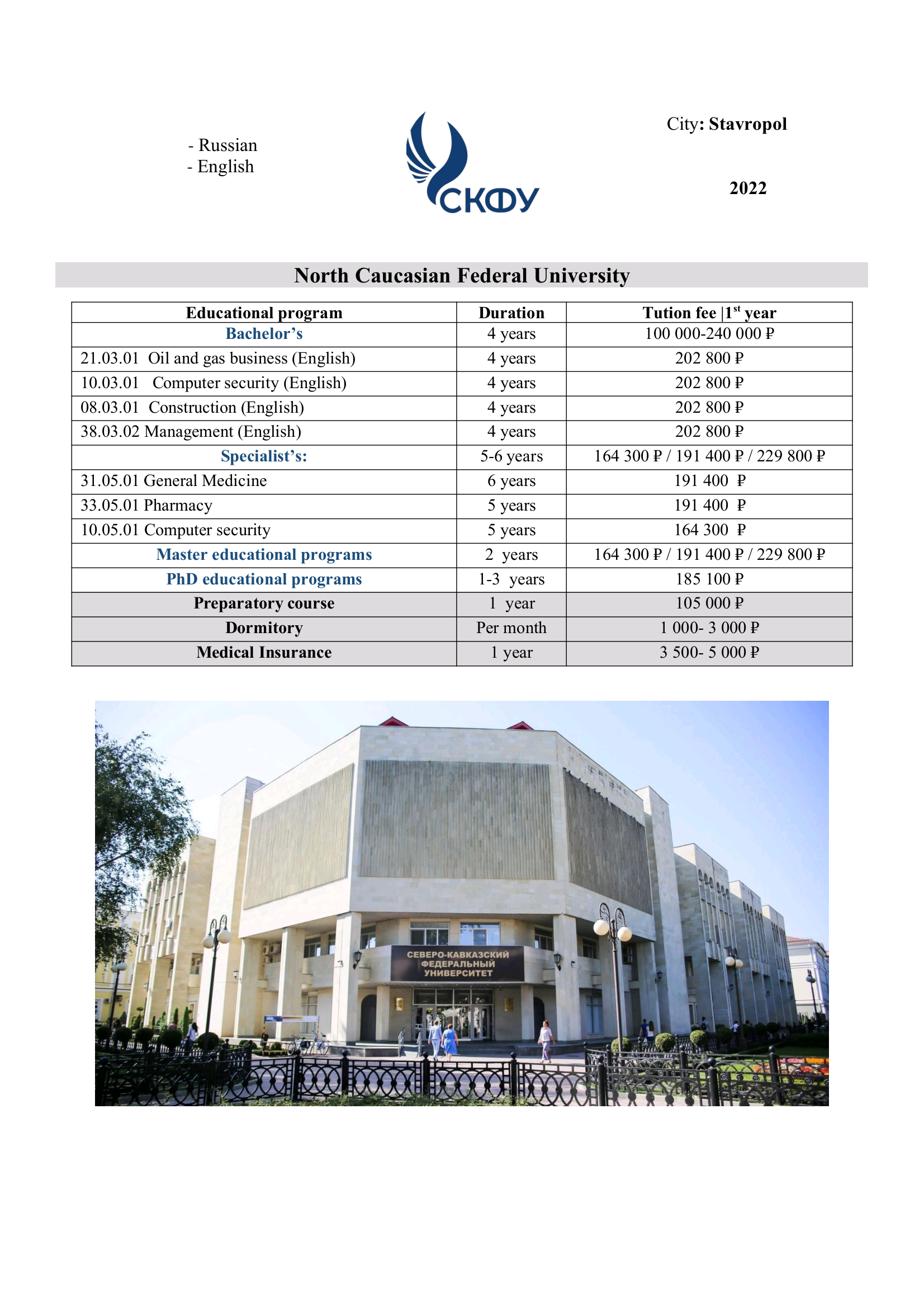 يقدم مكتب تهامة للتوظيف والخدمات العامة خدماته ضمن 28جامعة في روسيا اليك تفاصيل التخصصات والجامعات في روسيا👇