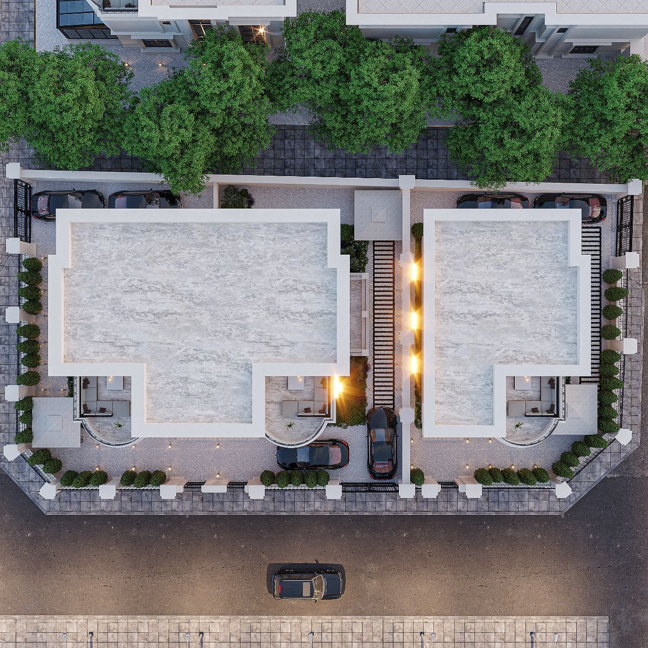 Kompleks 3 villadan oluşmaktadır.