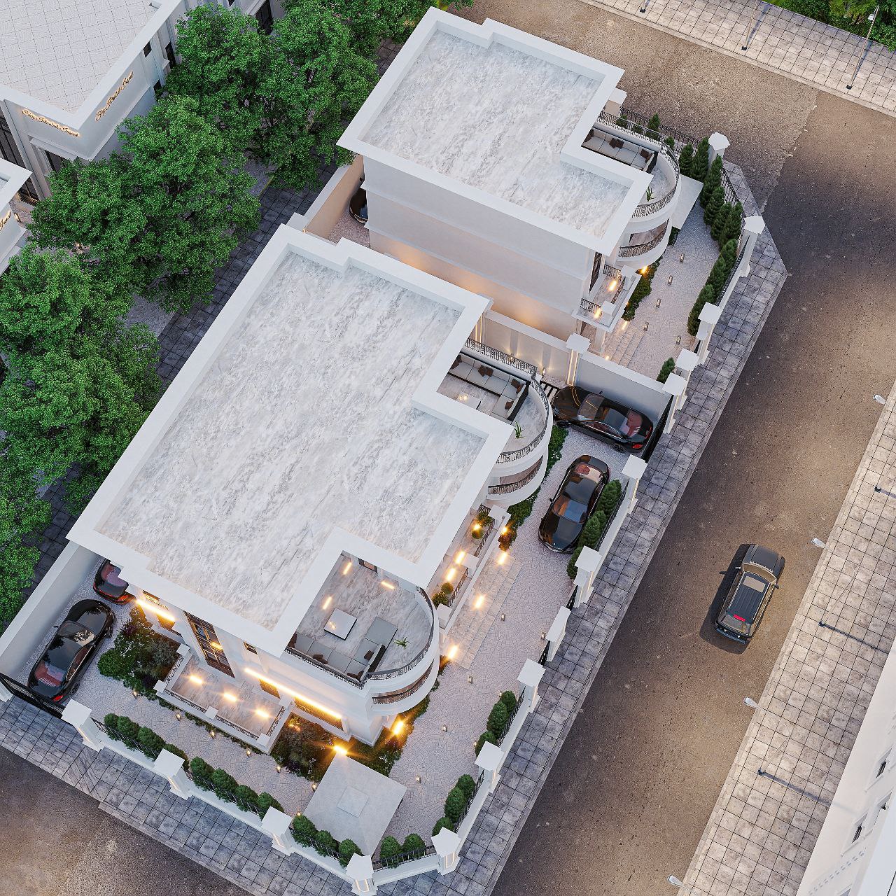 Kompleks 3 villadan oluşmaktadır.