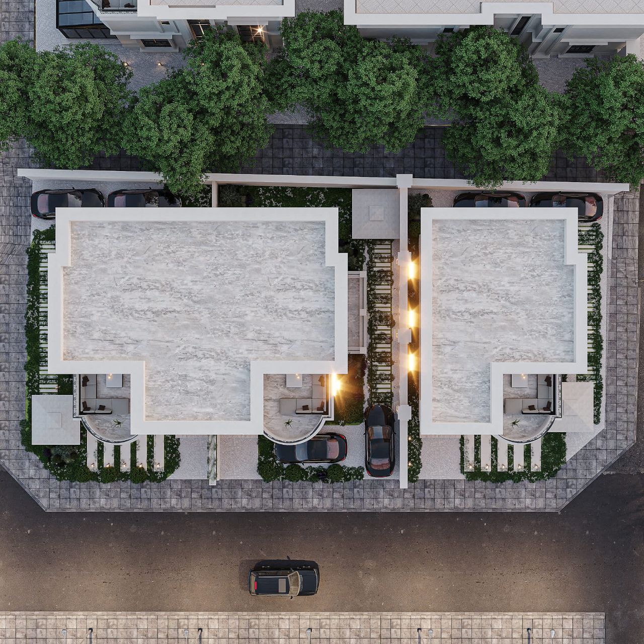 Kompleks 3 villadan oluşmaktadır.
