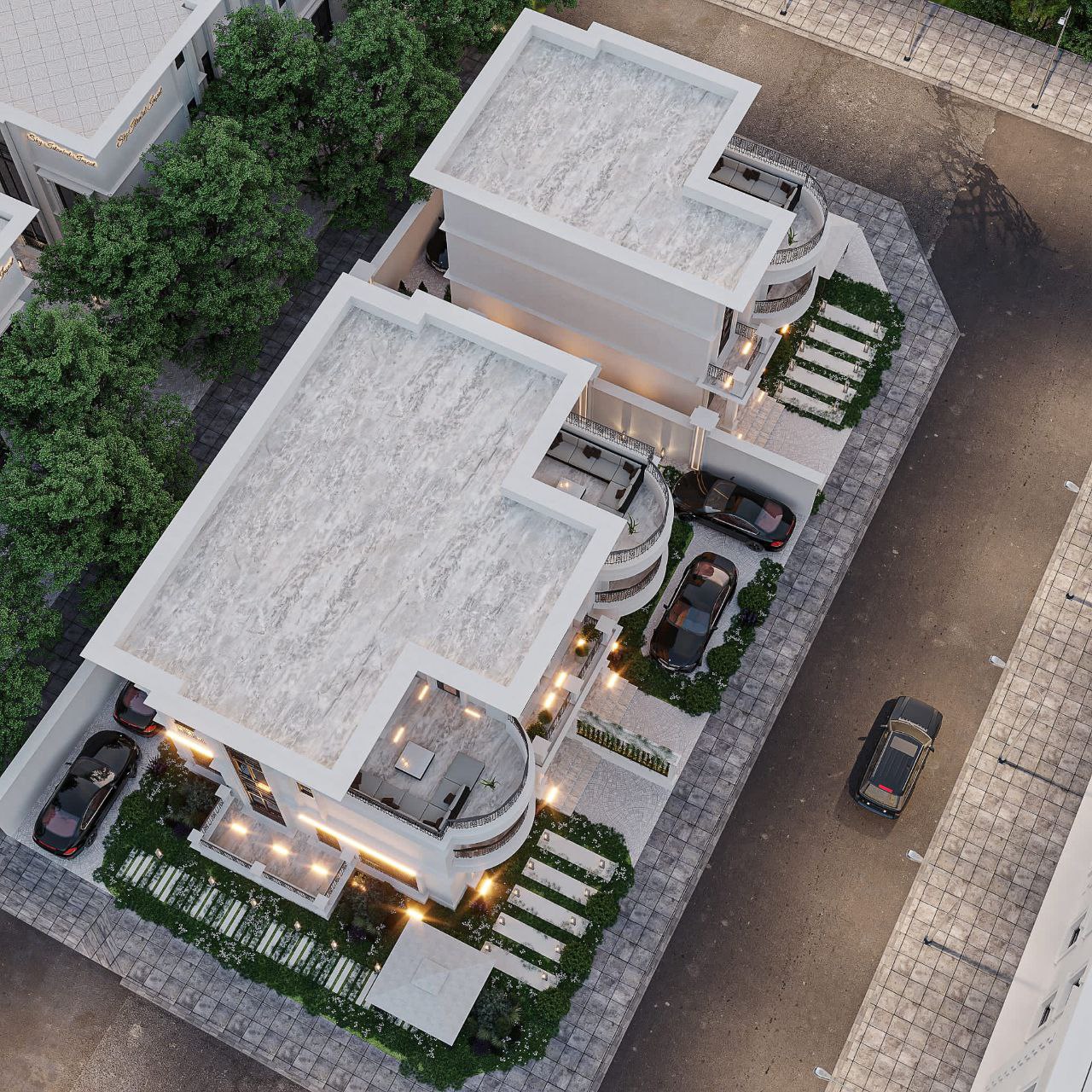 Kompleks 3 villadan oluşmaktadır.
