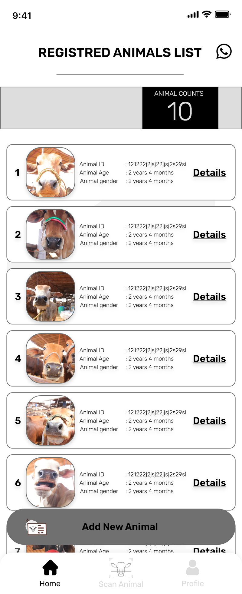 Registred Animal List