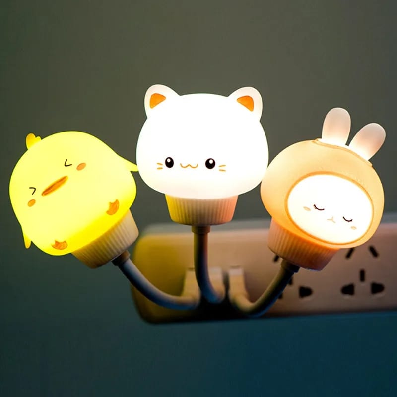 Veilleuse LED USB en Forme d'Ours, Chat et Lapin