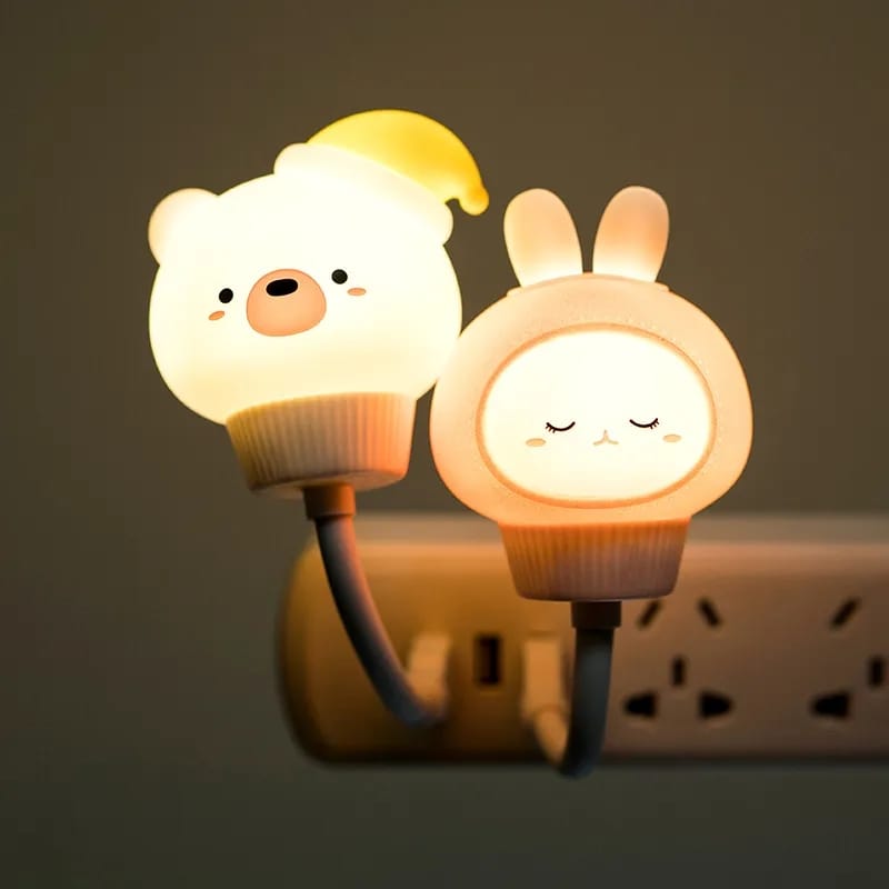 Veilleuse LED USB en Forme d'Ours, Chat et Lapin