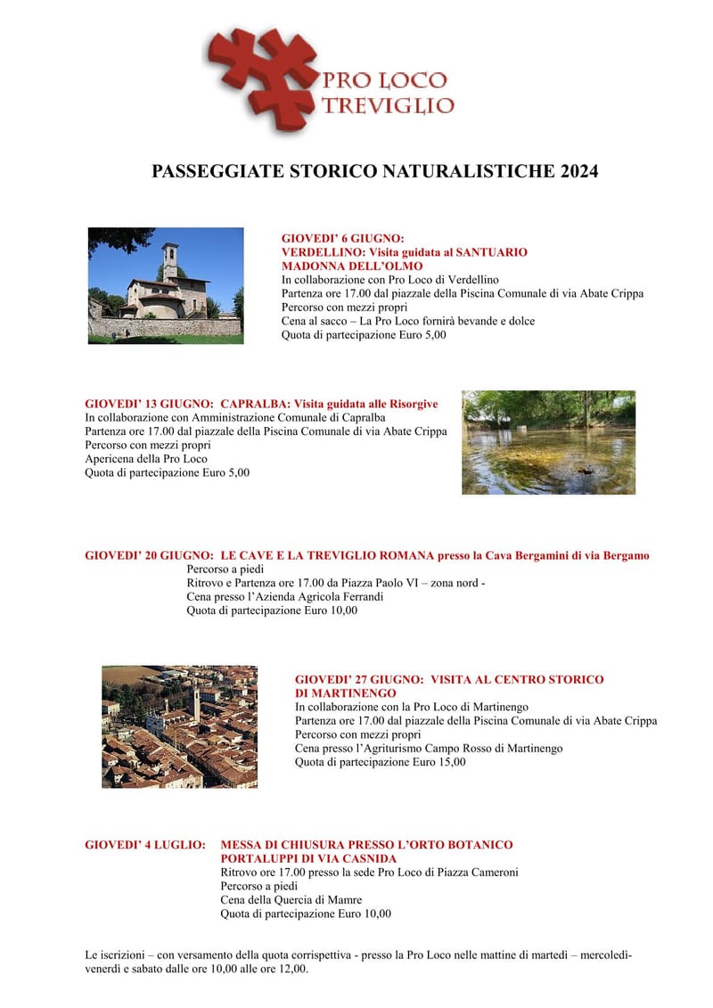 PASSEGGIATE STORICO NATURALISTICHE 2024