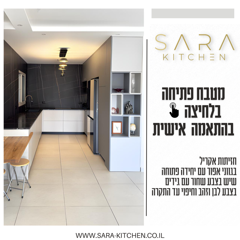מטבח מודרני - פתיחה בלחיצה