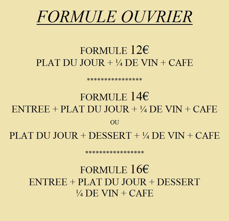 Formule ouvrier