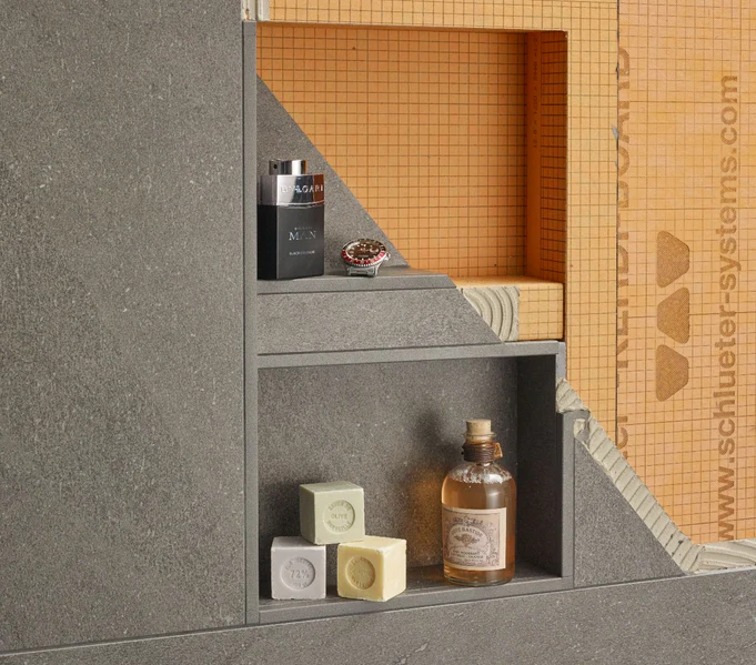 Tanking & waterproofing, Underfloor heating systems, Book matched marble