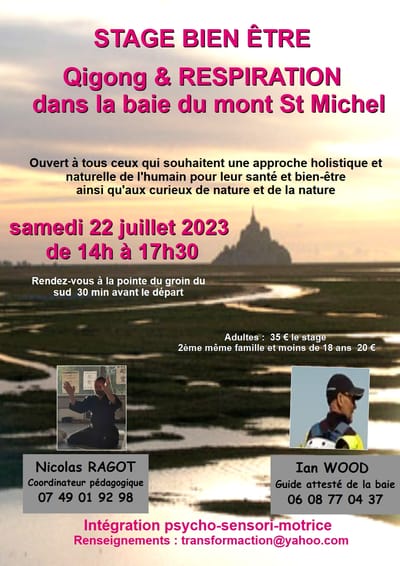 Stage Bien-être - QI GONG et respiration dans la Baie du Mont St Michel - le 22/07/2023
