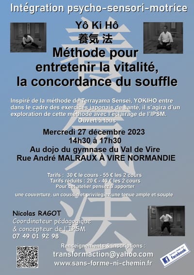 Stage IPSM - méthode pour entretenir la vitalité, la concordance du souffle - YO KI HO