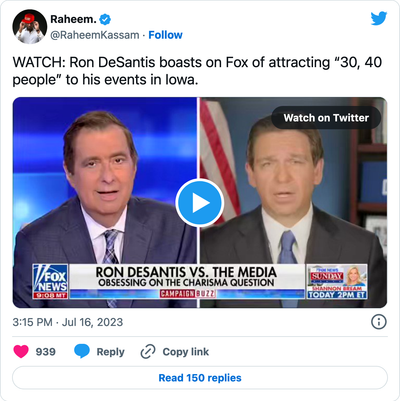 DeSantis campaign growing, 30-40 people now showing up at events