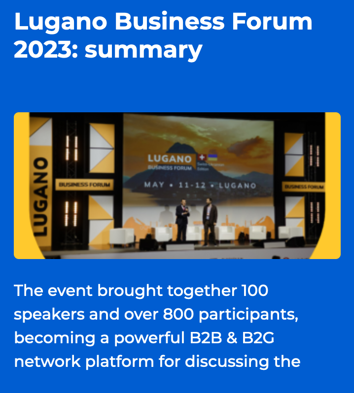 HUB Rebuild Ukraine was Partner at Lugano Business 2023