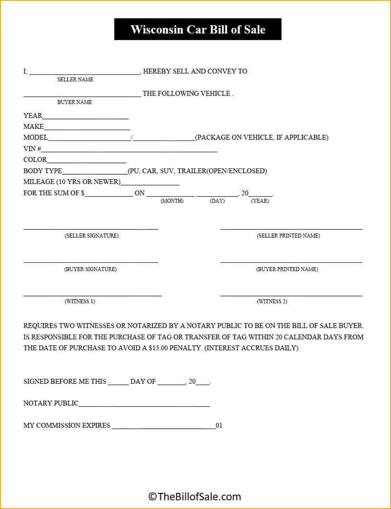 Wisconsin Bill of Sale Forms Help Simplify Transactions