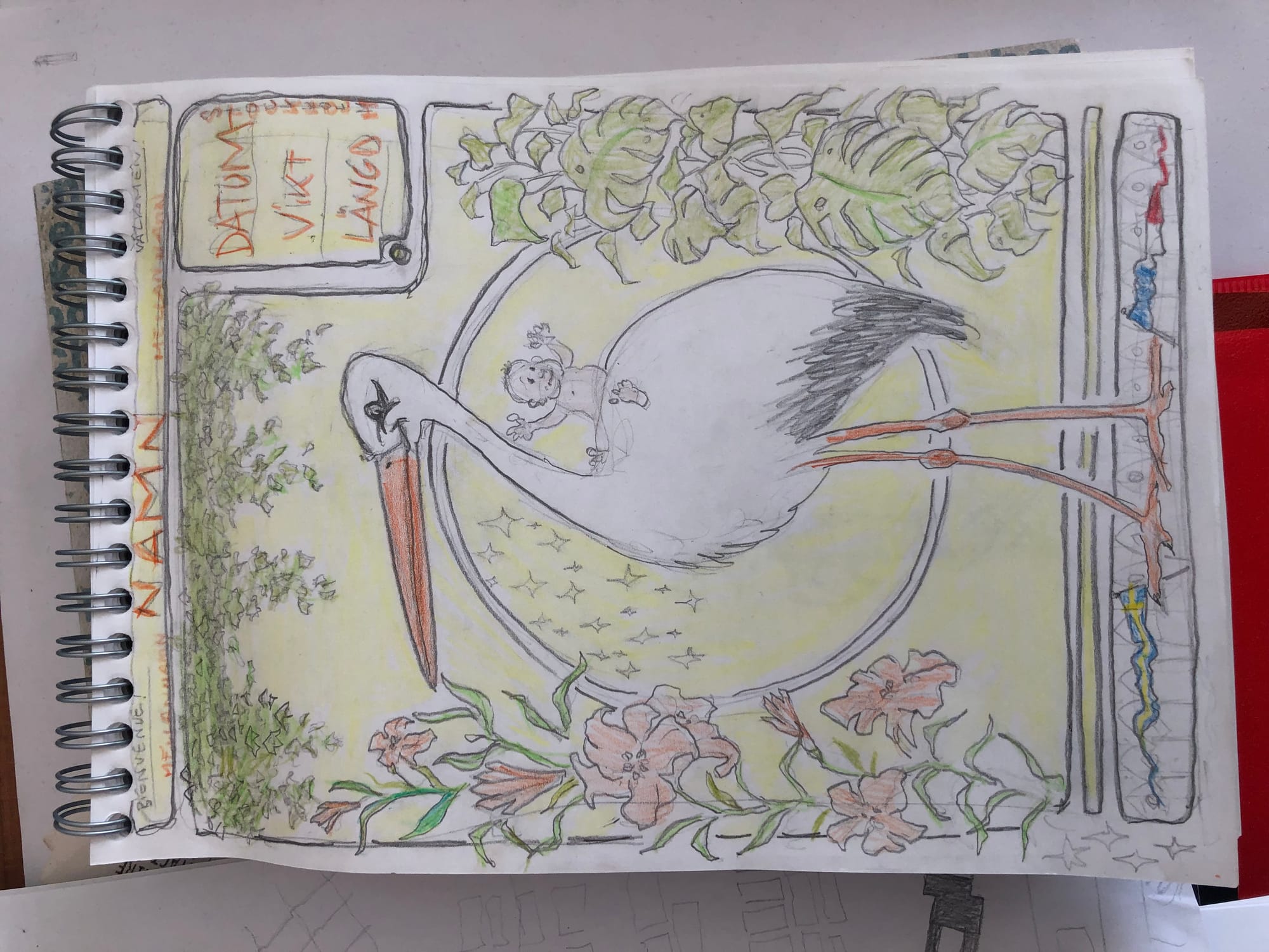 Art nouveau birth announcement