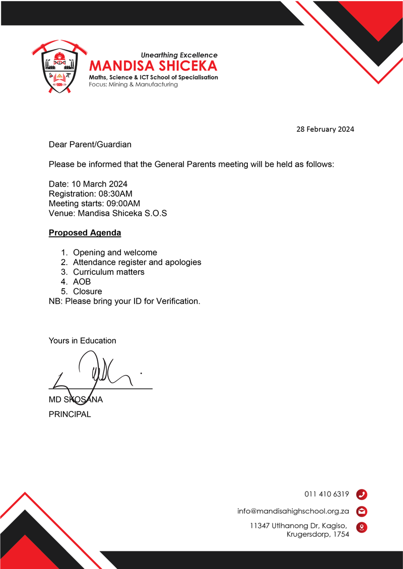 GENERAL PARENTS MEETING