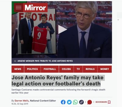 Jose Antonio Reyes' family may take legal action over footballer's death