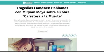 Tragedias Famosas: Hablamos con Miryam Moya sobre su obra "Carretera a la Muerte"
