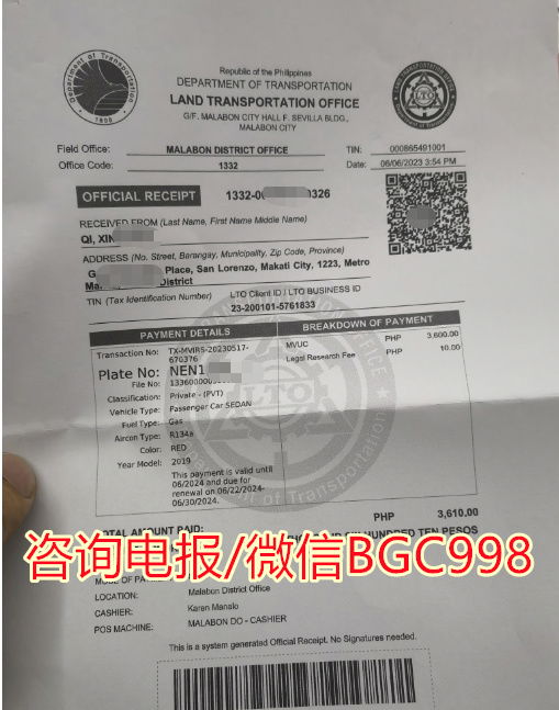菲律宾车管所发票
