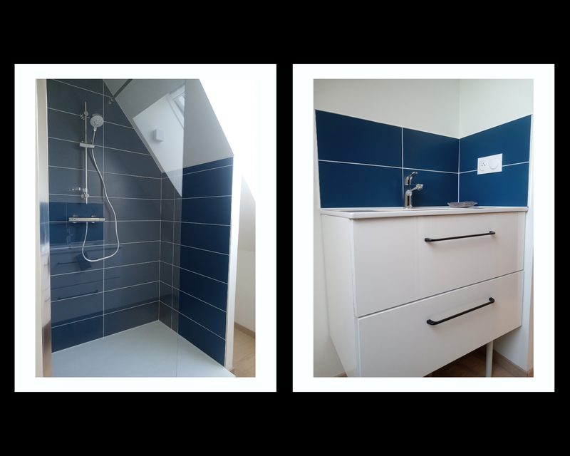 Salle de bain Bleue et blanche