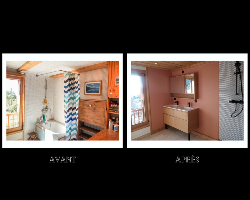 Salle de bain Terracotta et craie, finitions noires