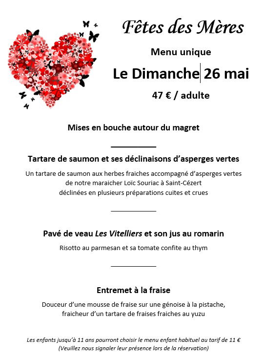 Fête des Mères le dimanche 26 mai à midi