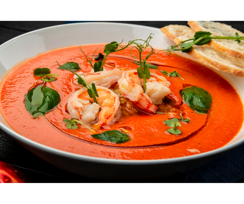 Gazpacho italiano con gamberi