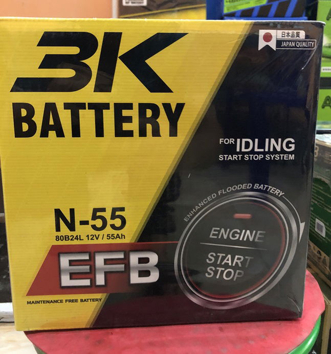 แบตเตอรี่รถยนต์ 3K รุ่น N-55 EFB   สตาร์ทสต็อป ( I-Stop)55 แอมป์