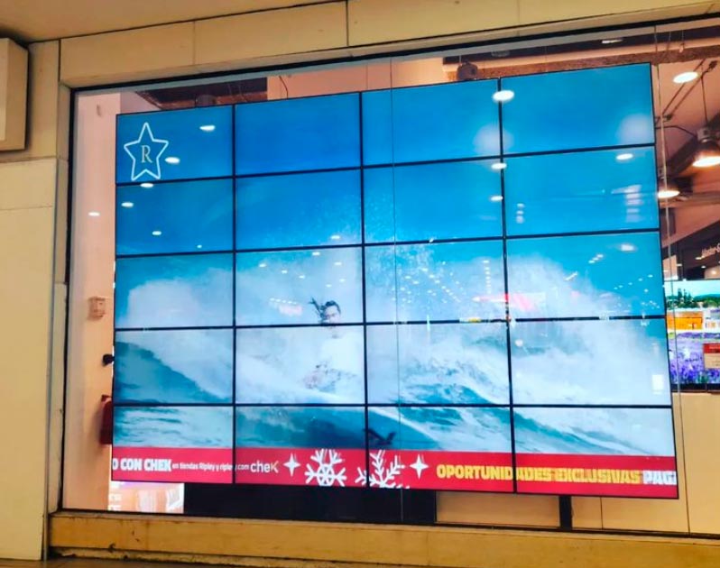 Proyecto pantalla Wall vitrina Ripley Mall del Centro.
