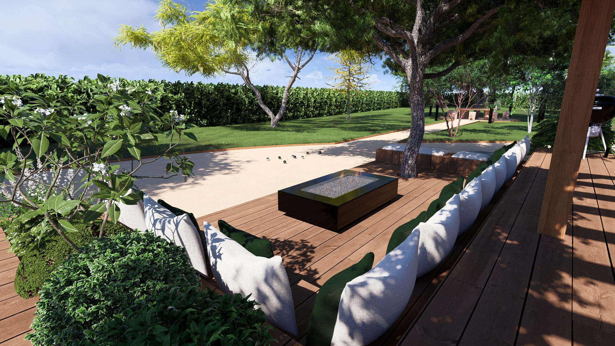 Un chemin qui fait office de terrain de pétanque 