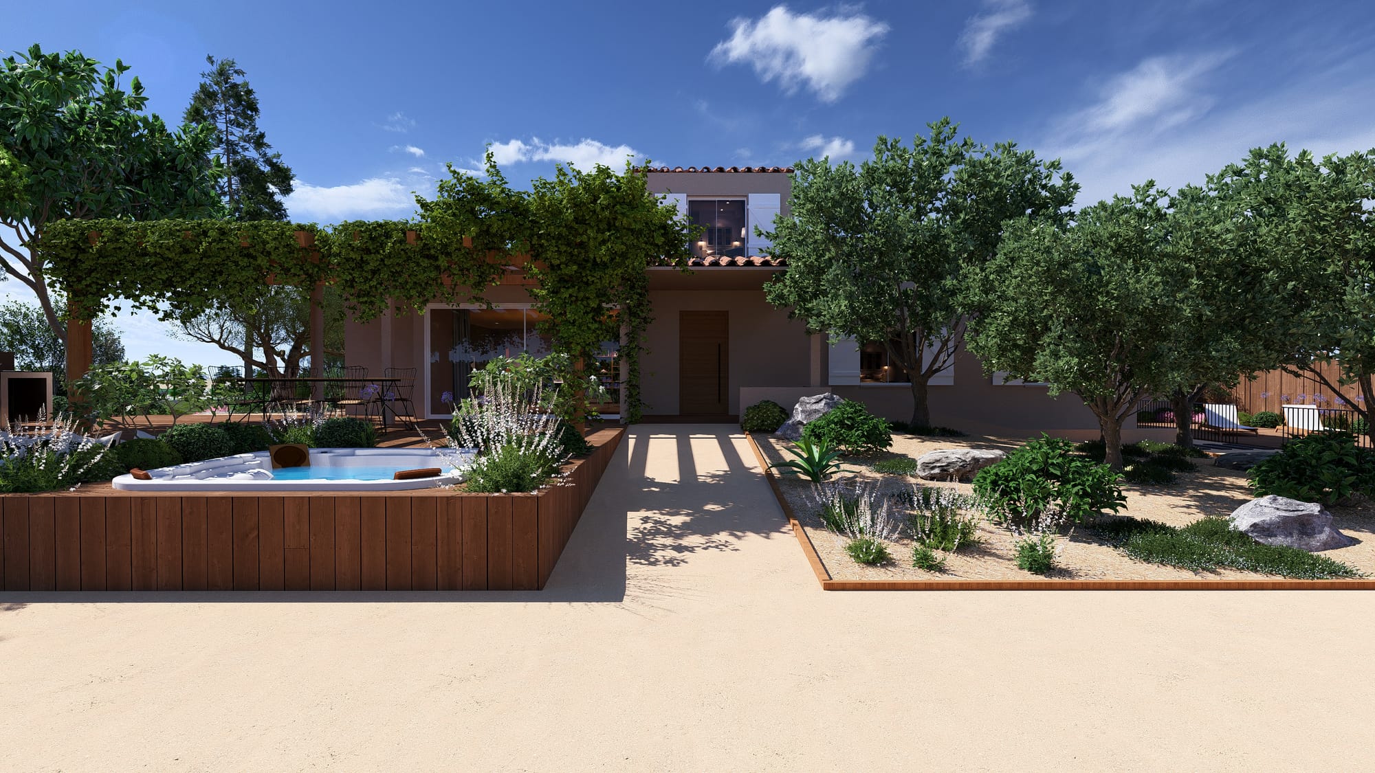 Un chemin qui fait office de terrain de pétanque 