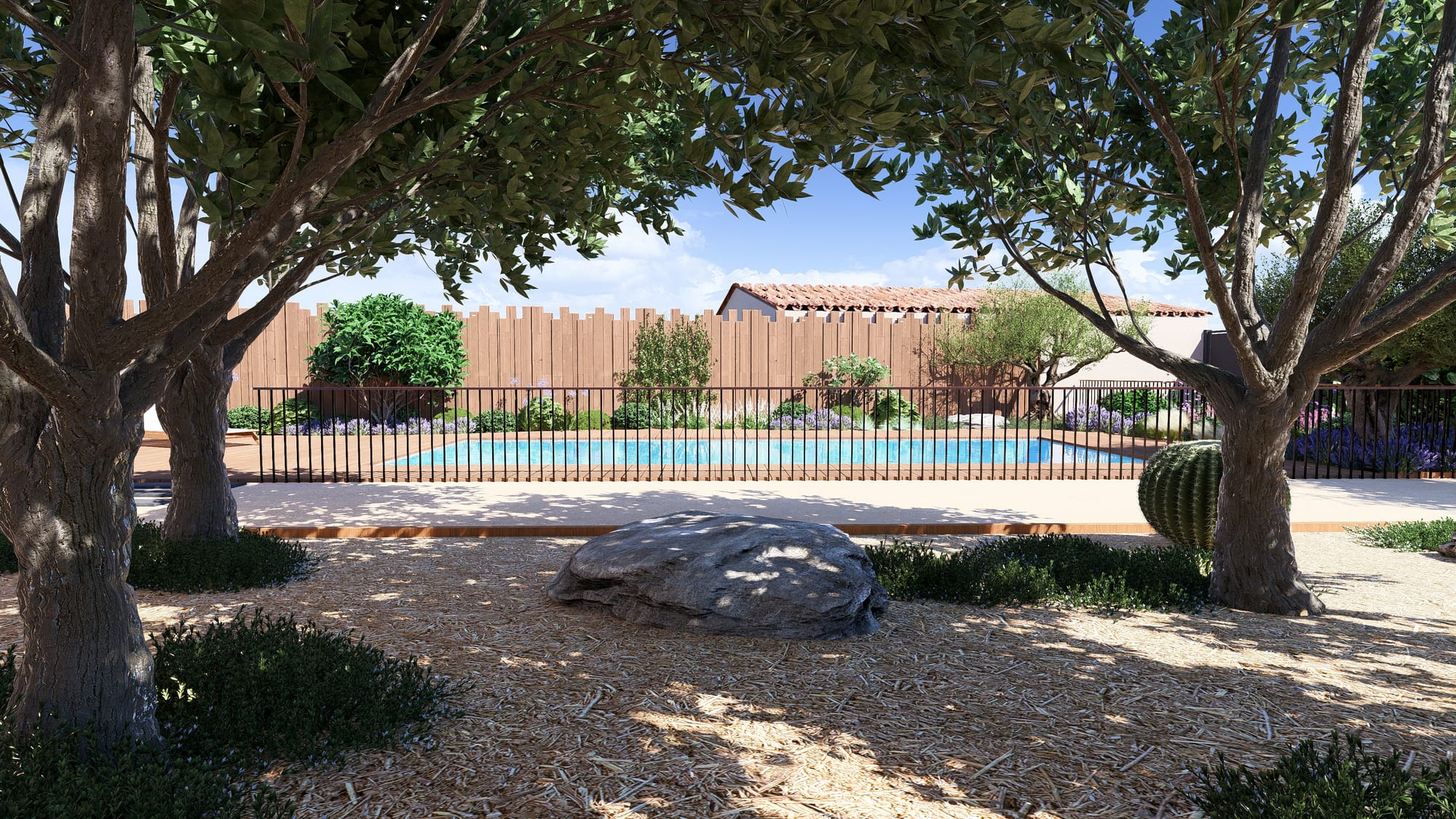 Un chemin qui fait office de terrain de pétanque 