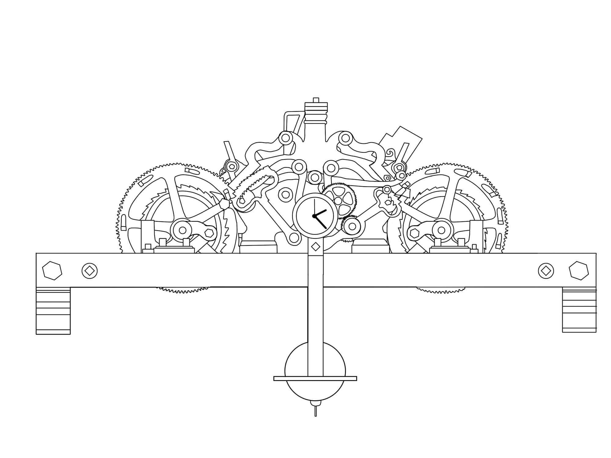 Representación vista frontal del reloj