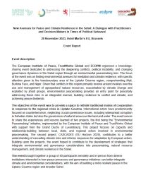 New Avenues for Peace and Climate Resilience in the Sahel: A Dialogue with Practitionersand Decision-Makers in Times of Political Upheaval - Event Report