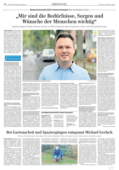 Michael Gerlach im MAZ Interview - über Ansprüche, Ziele und Herausforderungen