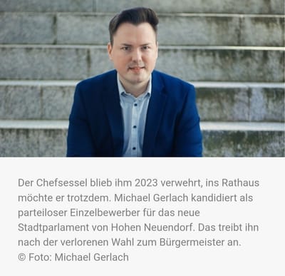 Michael Gerlach kandidiert als parteiloser Einzelbewerber