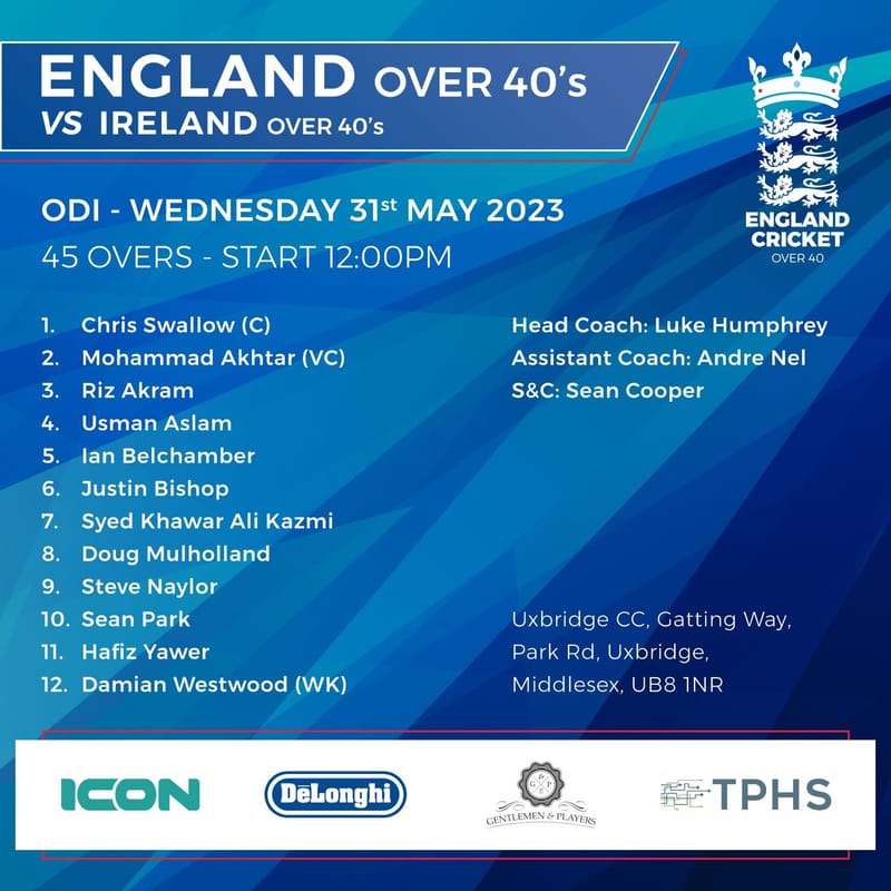 England v Ireland  Over 40s  ODI
