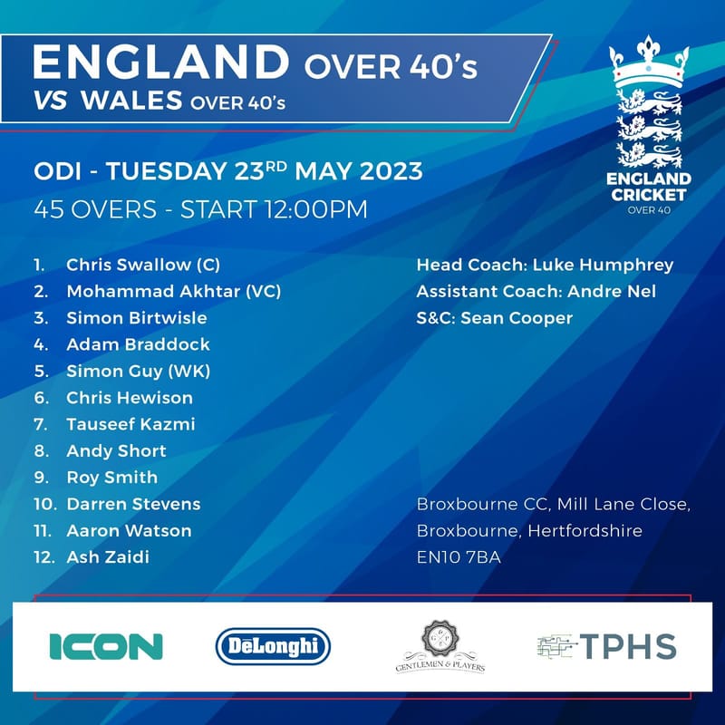 England v Wales  Over 40s   ODI
