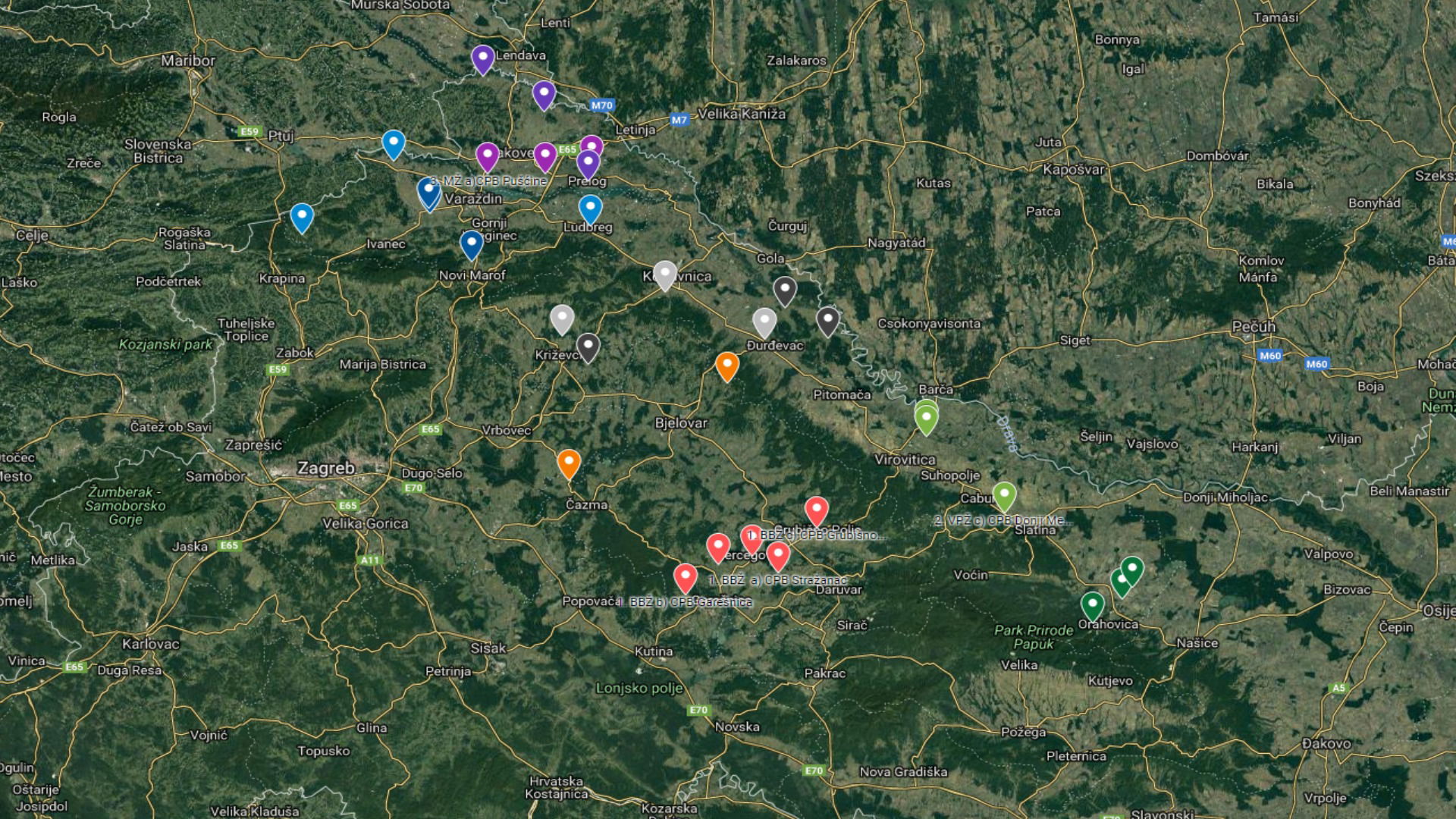 Karta prikupljanja populacija krumpirove zlatice, 2017. i 2018. godine