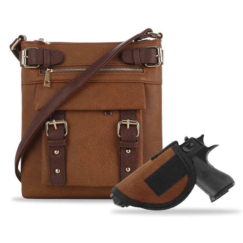 Hannah Lock and Key Concealed Carry Cross Body Bag - Tan