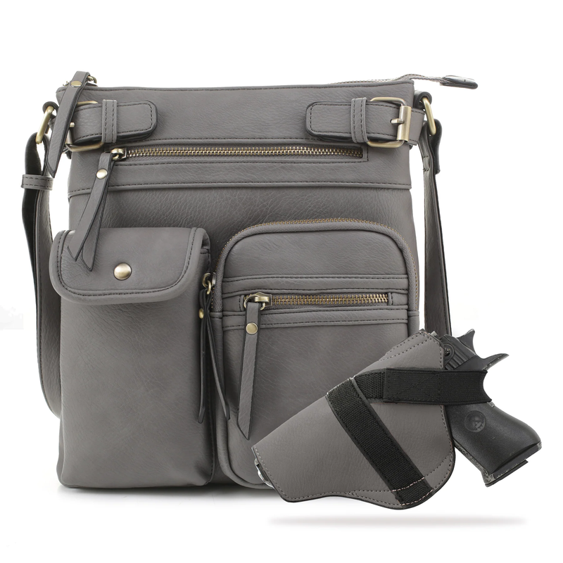 Shelby Lock and Key Concealed Carry Cross Body Bag - Grey