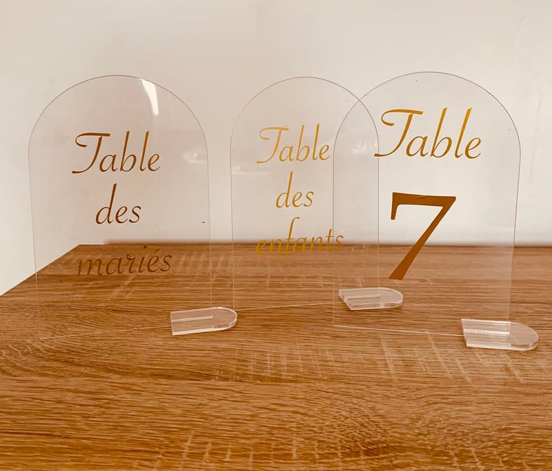 Numéros de table plexiglass or