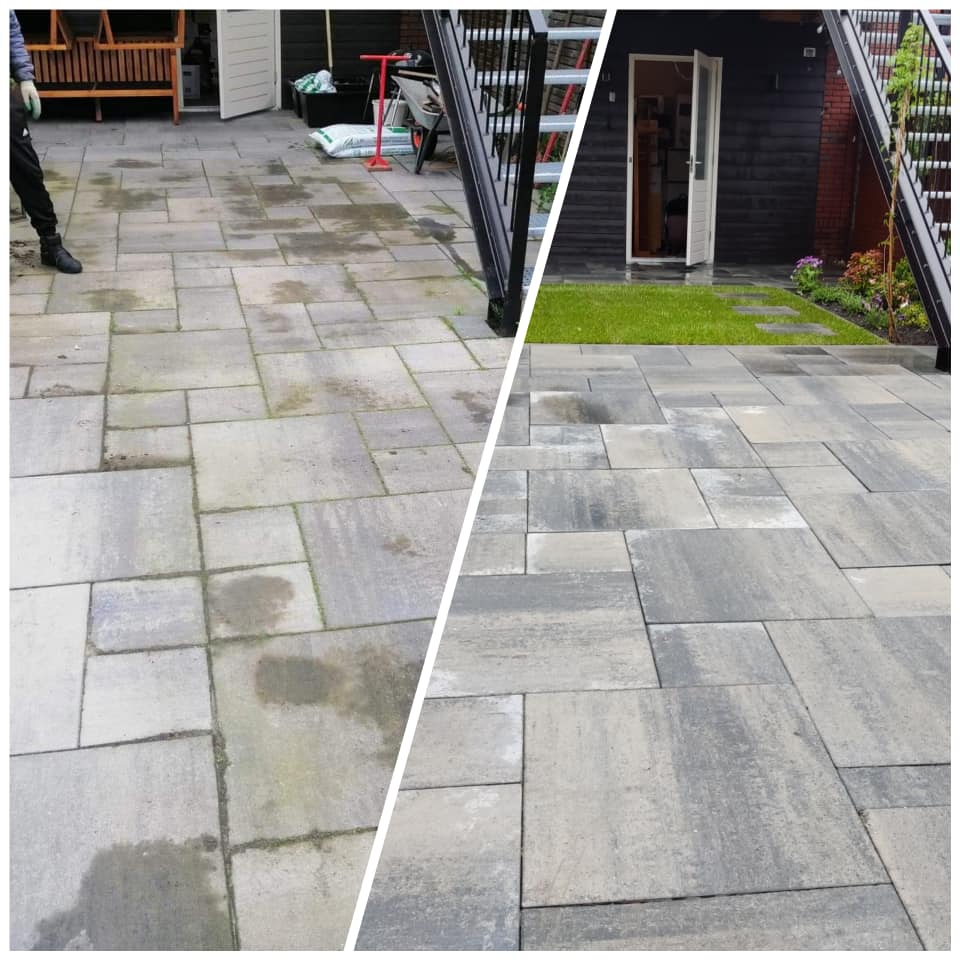 Hogedrukreiniging van steen en tegels