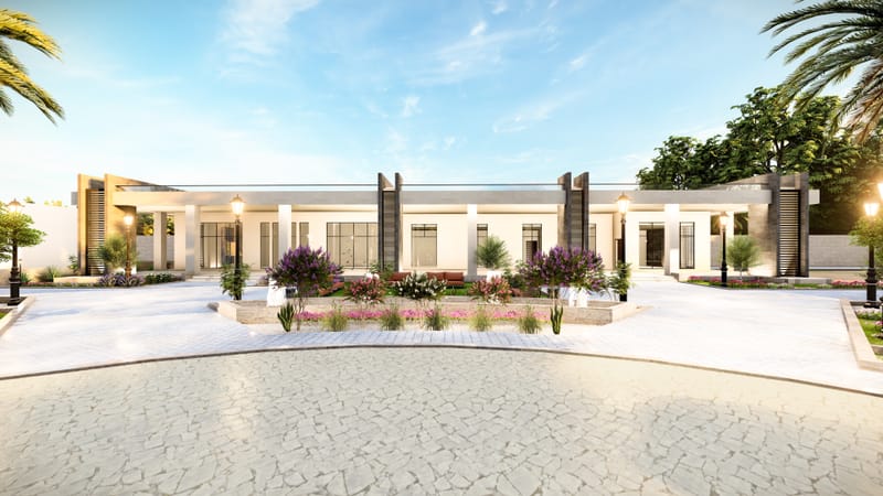 تطويروتصميم Landscape واعادة تصميم واجهات منتجع خاص