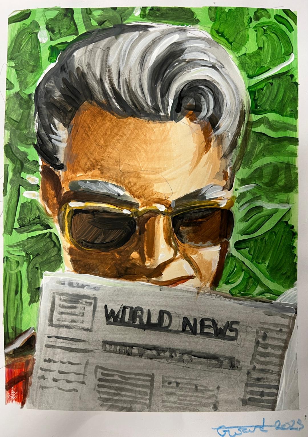 Man reading paper (also Doctor)
