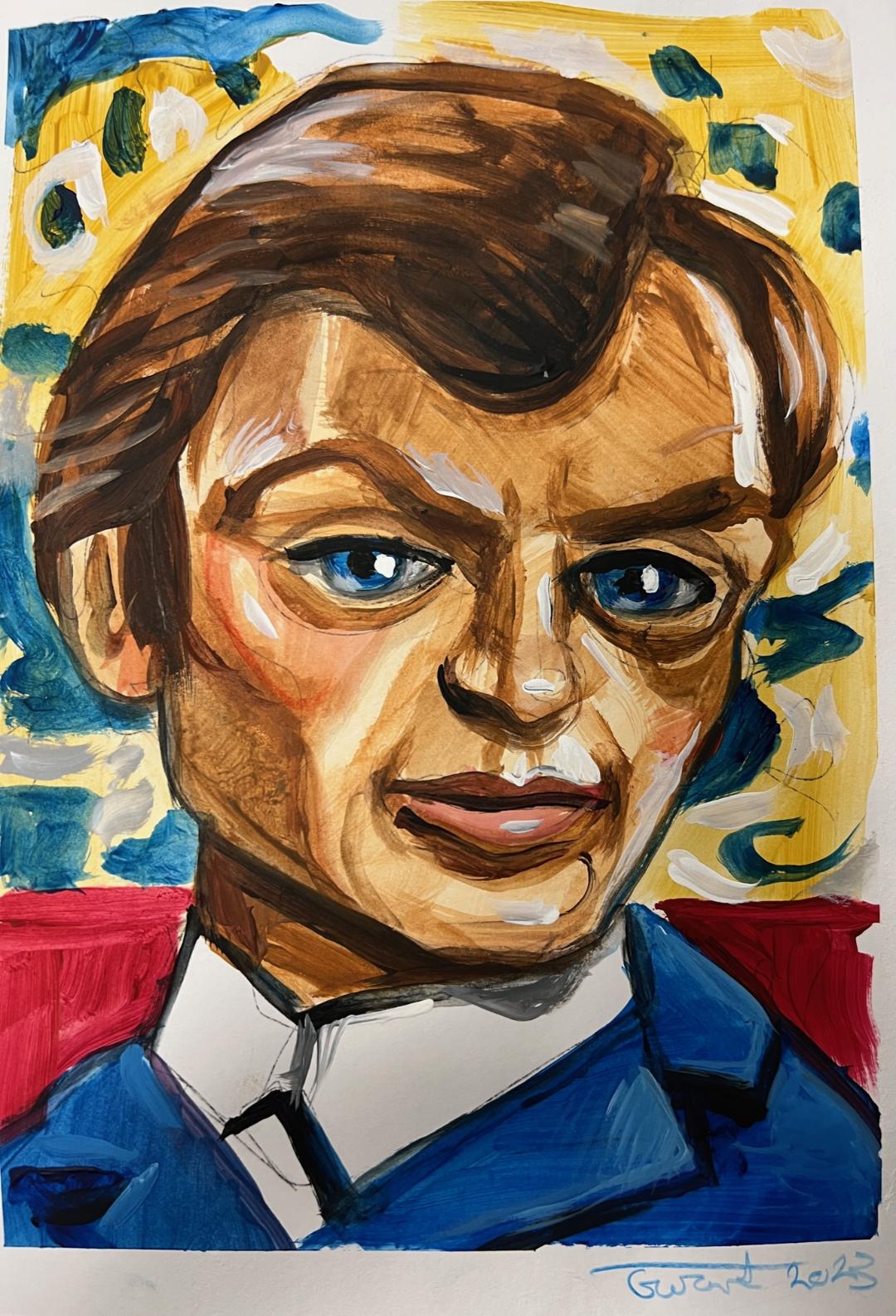 Man in dark blue jacket